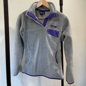 Patagonia Snap-T Fleece Pullover - Size S - Gray & Purple